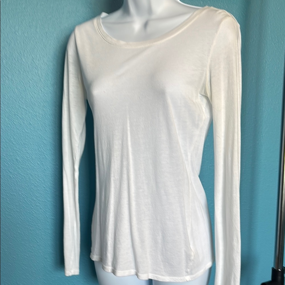 Express White Fitted Long Sleeve T-Shirt
